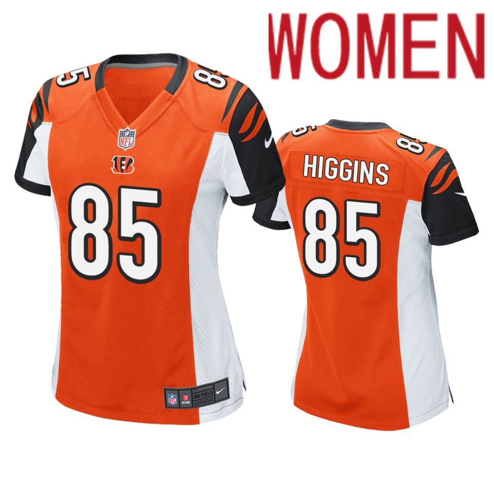 Women Cincinnati Bengals 85 Tee Higgins Nike Orange Game NFL Jerseys